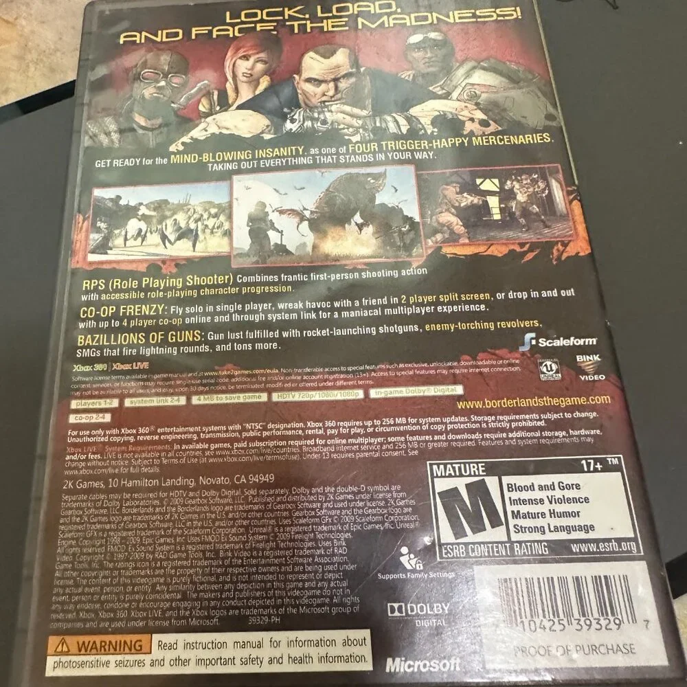 Borderlands (Microsoft Xbox 360, 2009) Complete CIB